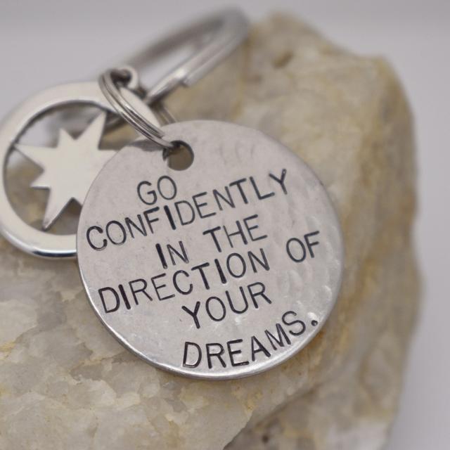 Go Confidently in the Direction of Dreams Compass Stainless Steel Keychain.jpg